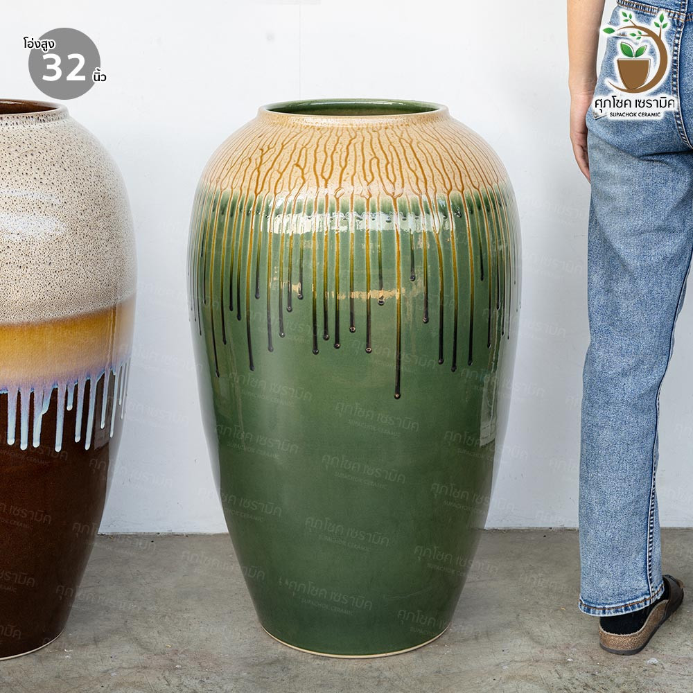 โอ่งน้ำล้น โอ่งน้ำผุด เซรามิค ทรงบอลลูนยักษ์ (ไซซ์สูง 80 CM) - Image 11