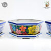 กระถางเซรามิค บอนไซ 6 เหลี่ยม ทรงเตี้ย (ไซซ์กว้าง 14 นิ้ว)