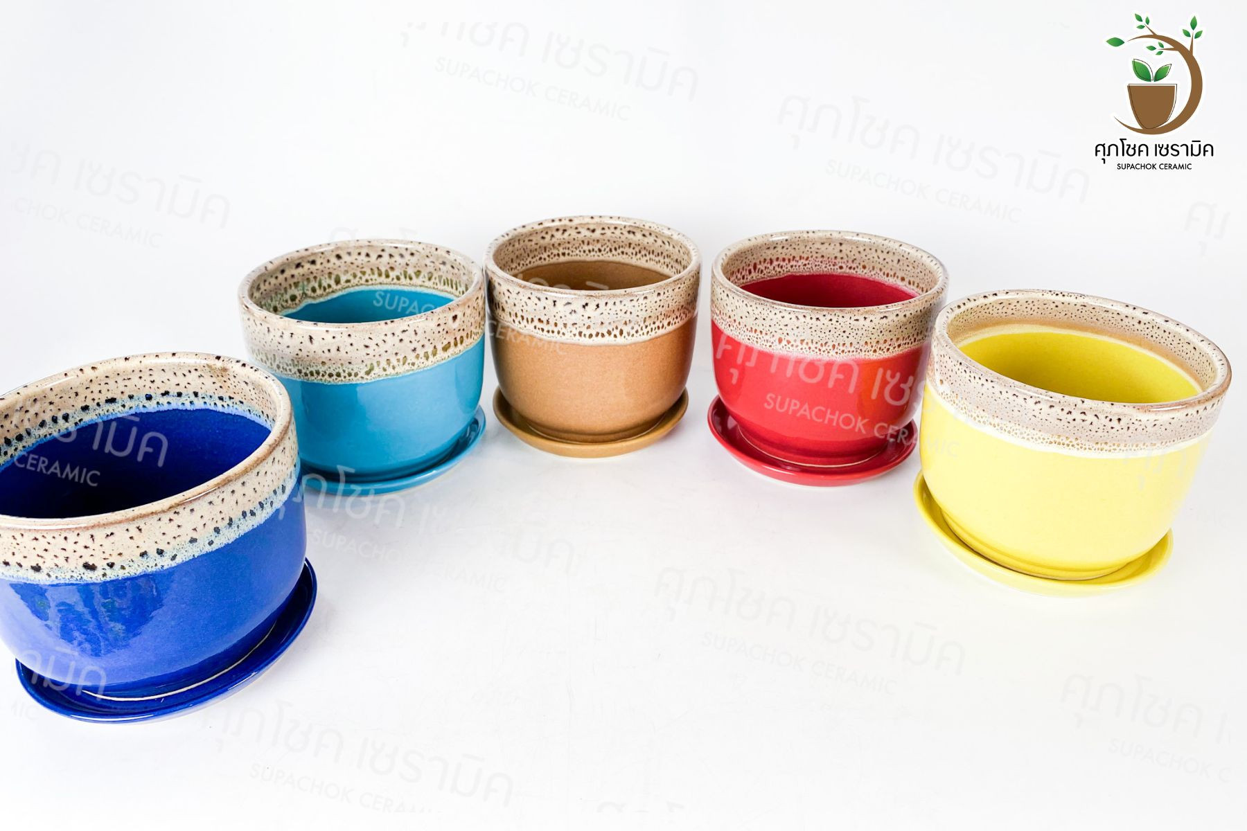 กระถางเซรามิค ทรงแก้ว งานปั้นมือ (ไซซ์กว้าง 4 นิ้ว)