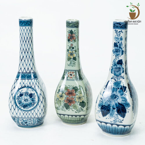 แจกันเซรามิค แจกันลายคราม ทรงคอยาว (ไซซ์สูง 28 CM)
