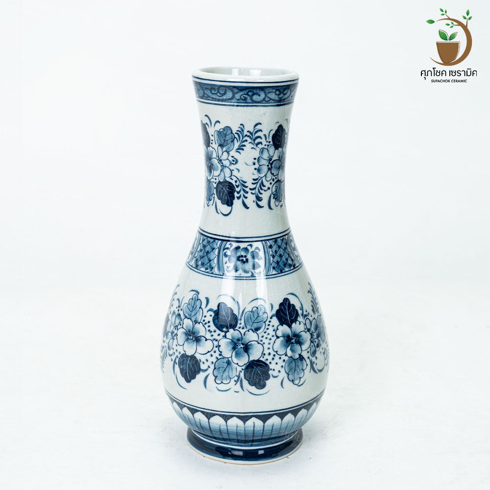 แจกันเซรามิค แจกันลายคราม ทรงไม้มะม่วง (ไซซ์สูง 25 CM) - Image 8
