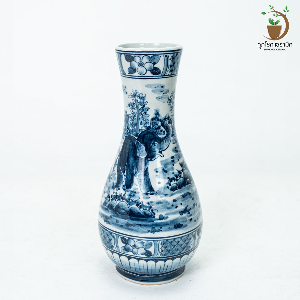 แจกันเซรามิค แจกันลายคราม ทรงไม้มะม่วง (ไซซ์สูง 25 CM) - Image 2