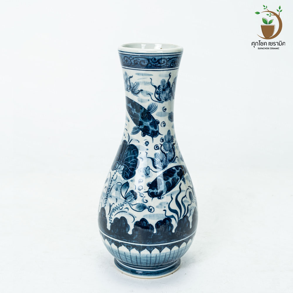แจกันเซรามิค แจกันลายคราม ทรงไม้มะม่วง (ไซซ์สูง 25 CM) - Image 4