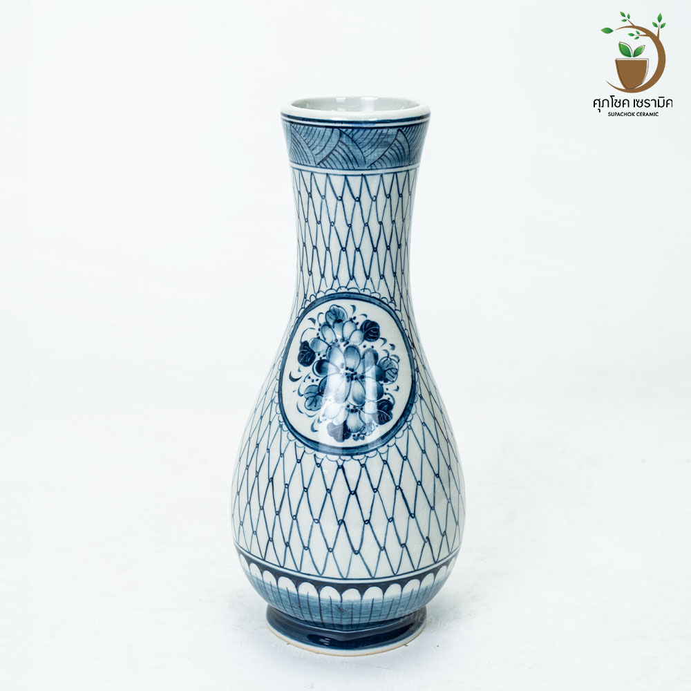 แจกันเซรามิค แจกันลายคราม ทรงไม้มะม่วง (ไซซ์สูง 25 CM) - Image 3
