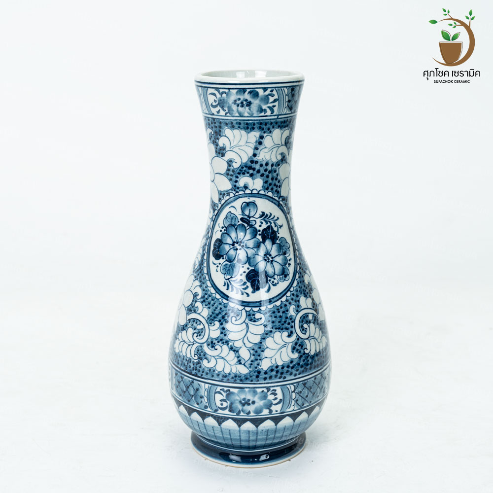 แจกันเซรามิค แจกันลายคราม ทรงไม้มะม่วง (ไซซ์สูง 25 CM) - Image 7