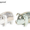 หมูยืน 4 ขา ตุ๊กตาเซรามิค เขียนเส้นทอง น้ำทอง 11% (สูง 13 CM)