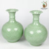 แจกันจีน งานเซรามิคกังไส แกะสลัก ลายสับปะรด สีเขียวศิลาดล (ไซซ์สูง 28 CM)