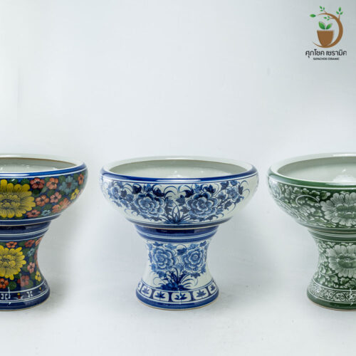 อ่างเซรามิค อ่างปลูกบัว อ่างบัวเลี้ยงปลา อ่าง+ขาตั้ง (กว้างxสูง : 56x46 CM)