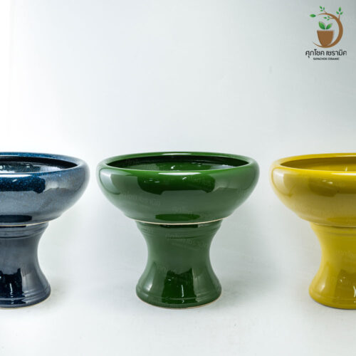 อ่างเซรามิค อ่างปลูกบัว อ่างบัวเลี้ยงปลา อ่าง+ขาตั้ง (กว้างxสูง : 56x46 CM)