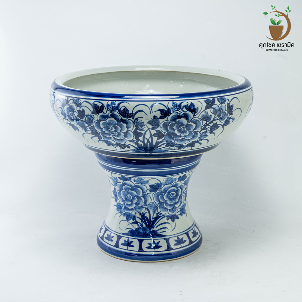 อ่างเซรามิค อ่างปลูกบัว อ่างบัวเลี้ยงปลา อ่าง+ขาตั้ง (กว้างxสูง : 56x46 CM) - Image 6