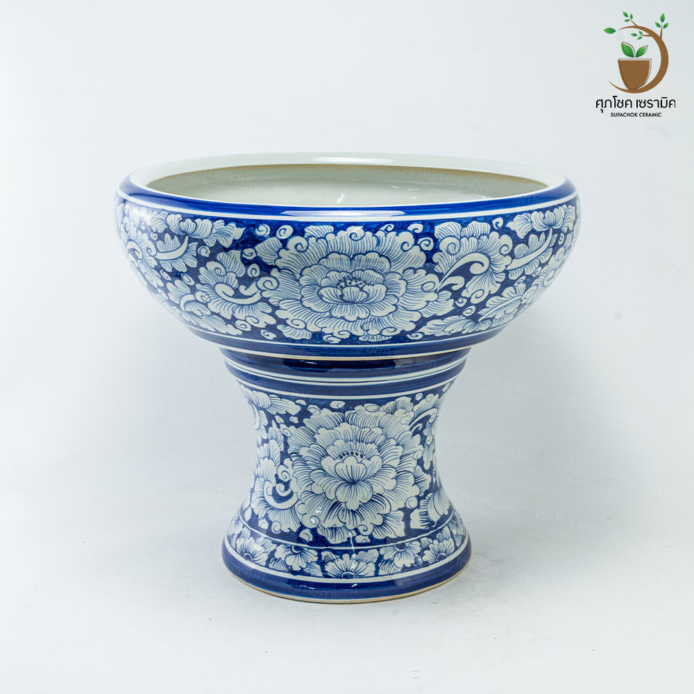 อ่างเซรามิค อ่างปลูกบัว อ่างบัวเลี้ยงปลา อ่าง+ขาตั้ง (กว้างxสูง : 56x46 CM) - Image 2