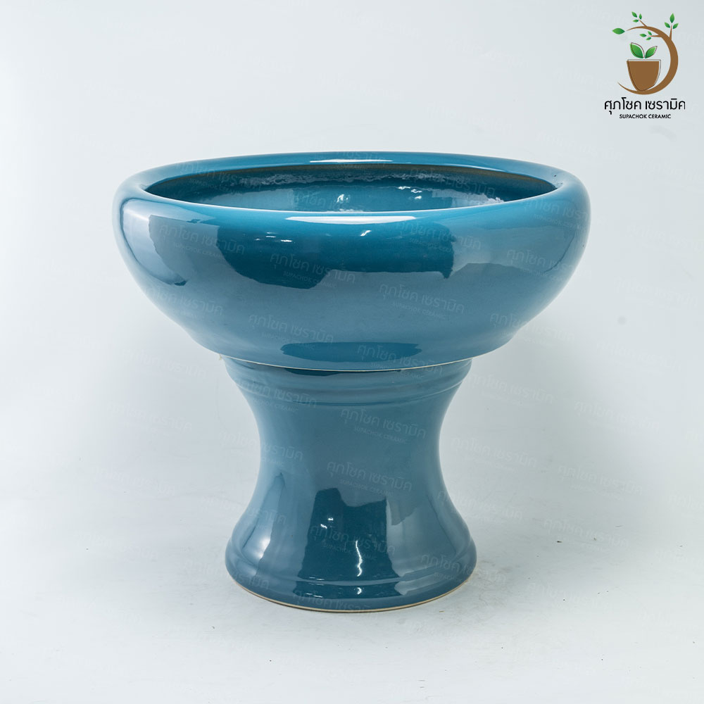 อ่างเซรามิค อ่างปลูกบัว อ่างบัวเลี้ยงปลา อ่าง+ขาตั้ง (กว้างxสูง : 56x46 CM) - Image 11