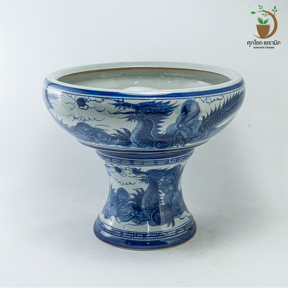 อ่างเซรามิค อ่างปลูกบัว อ่างบัวเลี้ยงปลา อ่าง+ขาตั้ง (กว้างxสูง : 56x46 CM) - Image 14