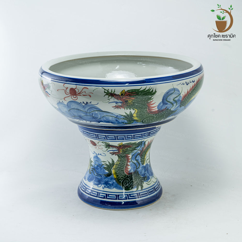 อ่างเซรามิค อ่างปลูกบัว อ่างบัวเลี้ยงปลา อ่าง+ขาตั้ง (กว้างxสูง : 56x46 CM) - Image 13