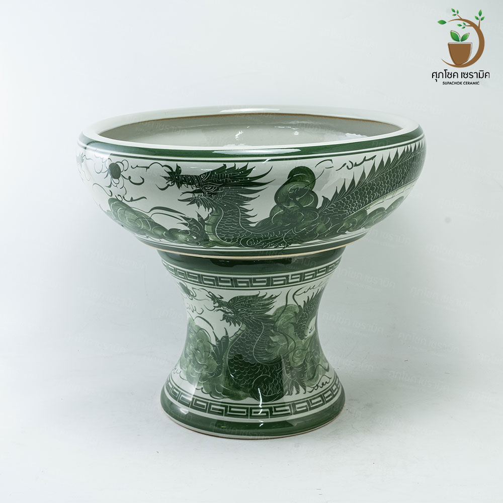 อ่างเซรามิค อ่างปลูกบัว อ่างบัวเลี้ยงปลา อ่าง+ขาตั้ง (กว้างxสูง : 56x46 CM) - Image 7