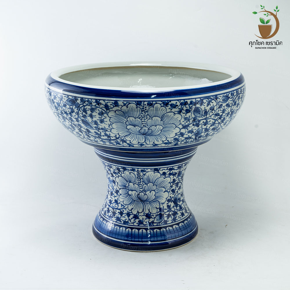 อ่างเซรามิค อ่างปลูกบัว อ่างบัวเลี้ยงปลา อ่าง+ขาตั้ง (กว้างxสูง : 56x46 CM) - Image 10