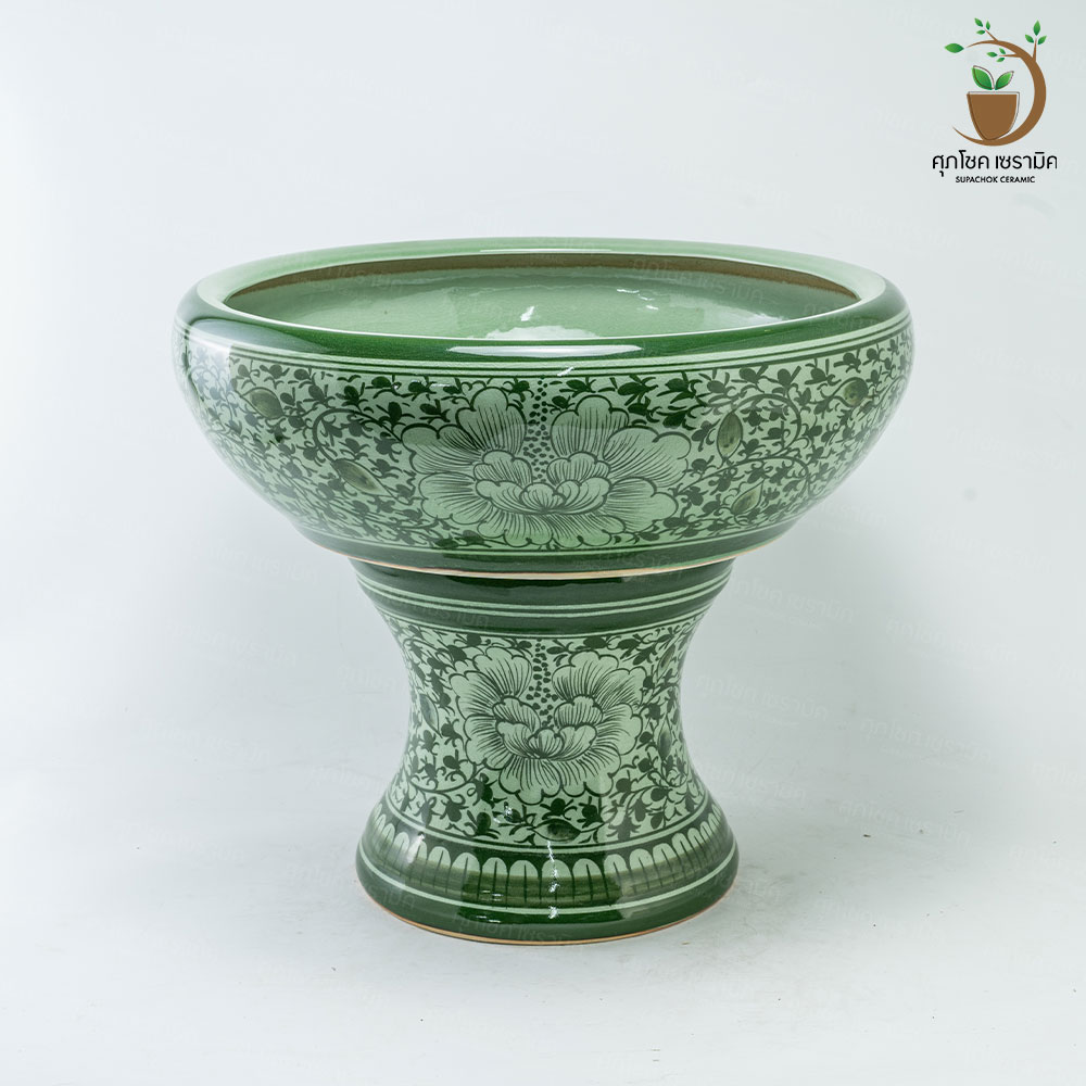 อ่างเซรามิค อ่างปลูกบัว อ่างบัวเลี้ยงปลา อ่าง+ขาตั้ง (กว้างxสูง : 56x46 CM) - Image 9