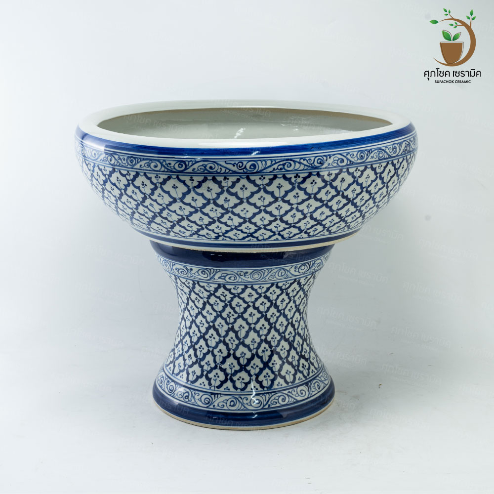 อ่างเซรามิค อ่างปลูกบัว อ่างบัวเลี้ยงปลา อ่าง+ขาตั้ง (กว้างxสูง : 56x46 CM) - Image 4