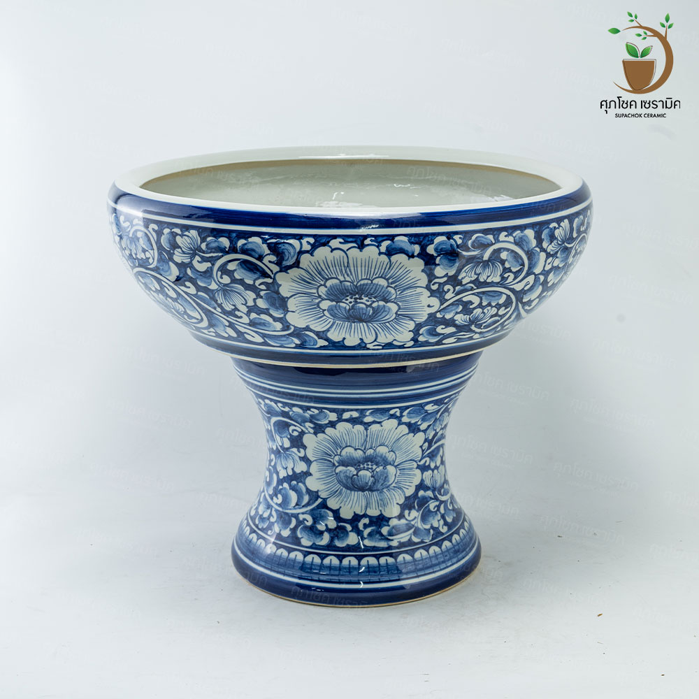 อ่างเซรามิค อ่างปลูกบัว อ่างบัวเลี้ยงปลา อ่าง+ขาตั้ง (กว้างxสูง : 56x46 CM) - Image 12