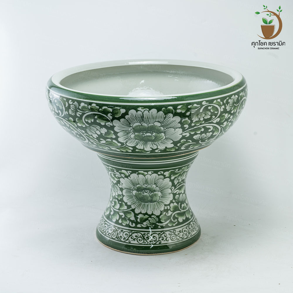 อ่างเซรามิค อ่างปลูกบัว อ่างบัวเลี้ยงปลา อ่าง+ขาตั้ง (กว้างxสูง : 56x46 CM) - Image 11